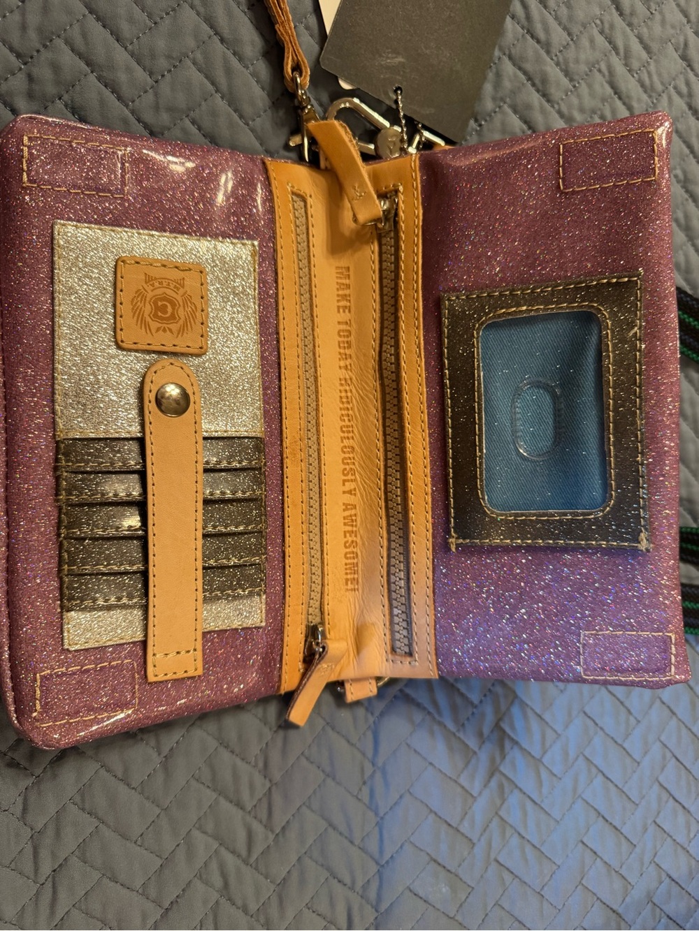 NWT Consuela Lyndz Uptown Crossbody Bag - Purple Glitter - Picture 7 of 9
